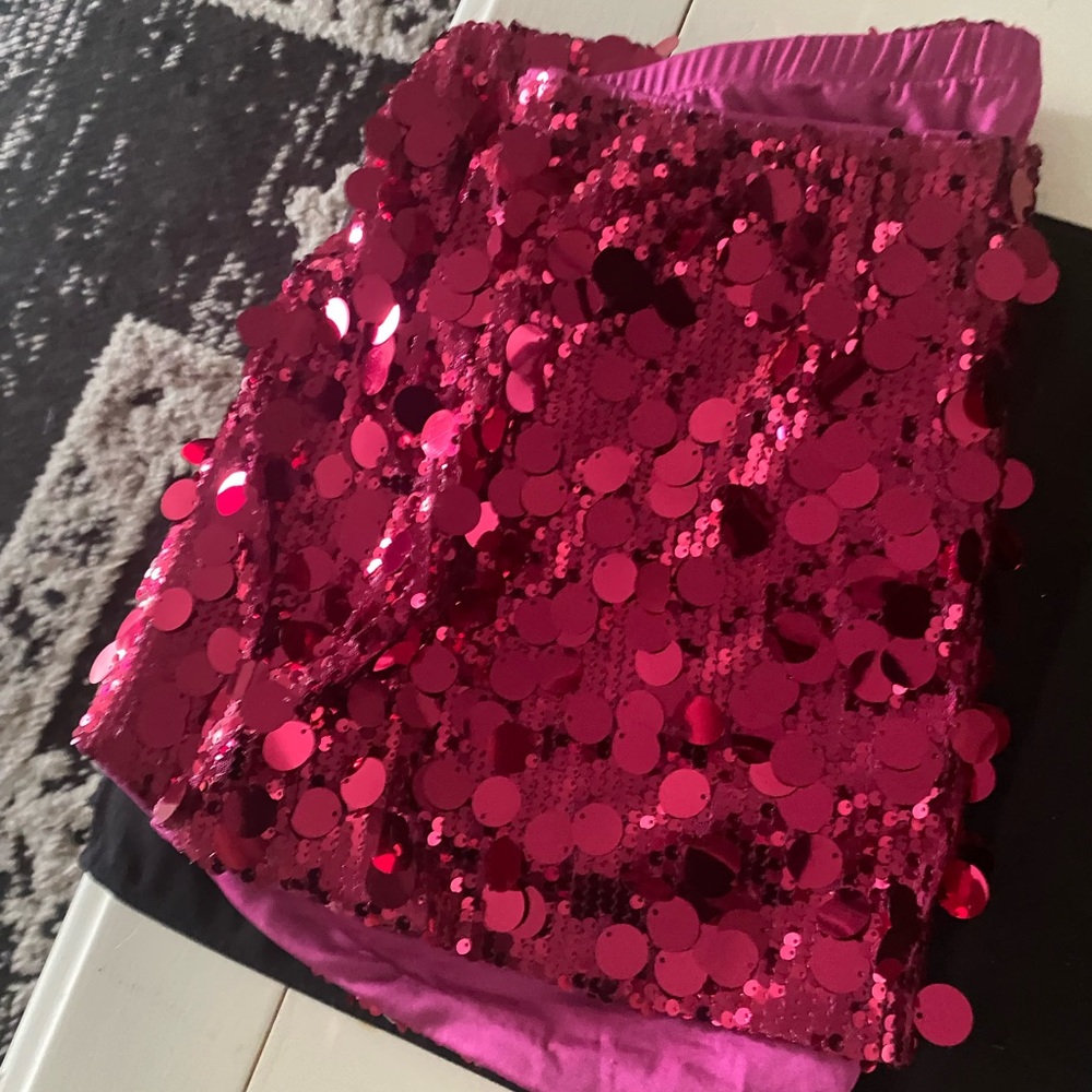 SHEIN Fuchsia Sequin Mini Skirt